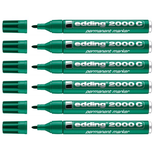 Marqueur Permanent 2000C Corps Alu Vert pointe Ronde 1 5-3 mm x 6 EDDING