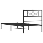 vidaXL Cadre de lit métal sans matelas avec tête de lit noir 90x190 cm