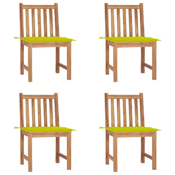 vidaXL Chaises de jardin lot de 4 avec coussins Bois de teck massif