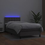 vidaXL Sommier à lattes de lit avec matelas et LED Gris 90x200 cm