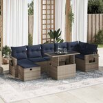 vidaXL Salon de jardin 8Pièces avec coussins marron résine tressée acacia