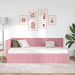 vidaXL Cadre de lit d'angle Rose 100 cm x 200 cm tissu