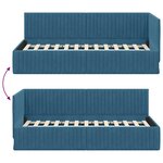 vidaXL Cadre de lit d'angle avec tête de lit Bleu 90 cm x 190 cm tissu
