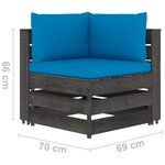 vidaXL Salon de jardin 6 Pièces avec coussins Bois imprégné de gris