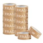 Pack and Move - Lot 12 rouleaux ruban adhésif kraft "Fragile" pour emballage et déménagement - 50 m - Qualité Premium