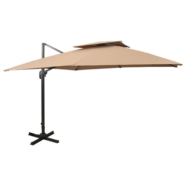 vidaXL Parasol de jardin déporté avec double plateau 300 x 300 cm Taupe