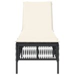 vidaXL Chaise longue avec coussin noir résine tressée