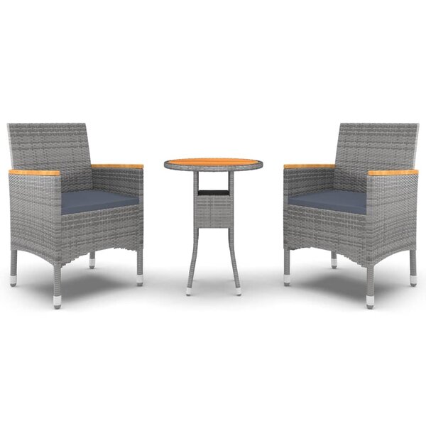vidaXL Ensemble à manger de jardin 3 Pièces Résine tressée Gris