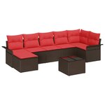 vidaXL Ensemble de canapé de jardin 8 Pièces Marron Poly rotin