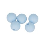 5 perles silicone rondes - 10 mm - bleu pastel