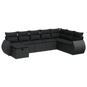 vidaXL Salon de jardin 8 Pièces avec coussins noir résine tressée
