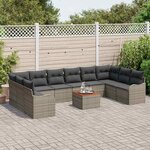 vidaXL Ensemble de canapé de jardin 11 Pièces Gris Poly rotin