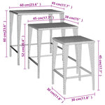 vidaXL Tables gigognes 3 Pièces noir résine tressée