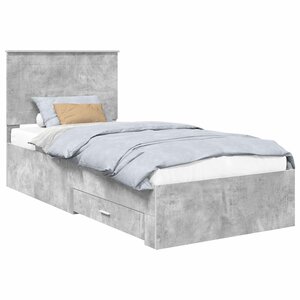 vidaXL Cadre de lit Gris béton 90 x 190 cm Bois d'ingénierie