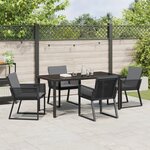 vidaXL Ensemble de salle à manger de jardin 5 pièces avec coussins noir en rotin poly