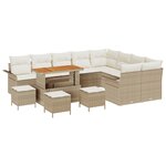 Ensemble de 13 pièces de Canapés de Jardin avec Coussins Beige Rattan Poly Acacia