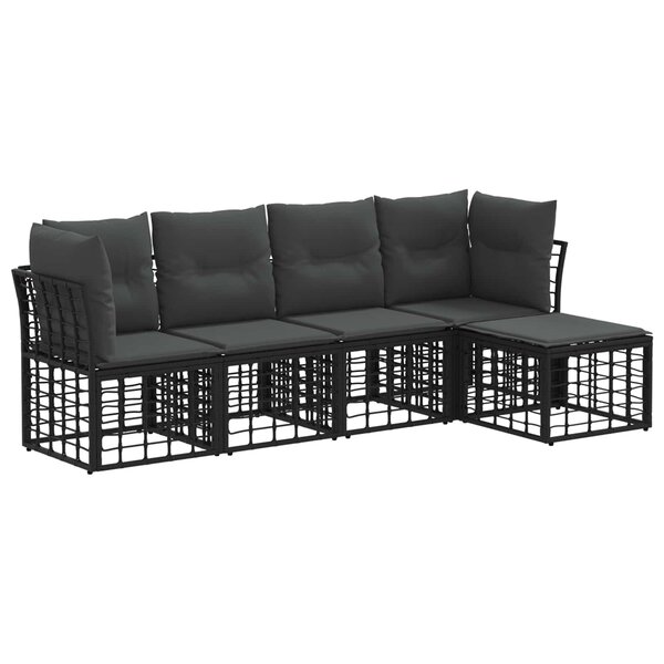 vidaXL Ensemble de canapés d'extérieur Noir Polyester