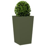 vidaXL Jardinières 2 Pièces vert olive 45x45x75 cm acier