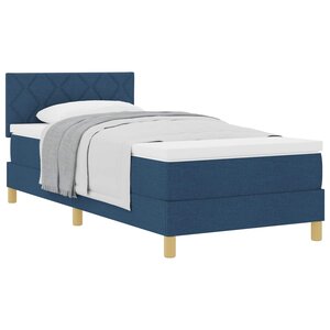 vidaXL Lit à ressorts avec coussin Bleu 90 x 190 cm tissu