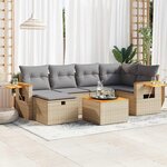 vidaXL Salon de jardin avec coussins 7 Pièces beige résine tressée