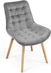 Lot de 8 chaises de salon salle à manger pied en bois et velours gris 01_0000741