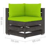 vidaXL Canapé de jardin 4 places avec coussins Bois imprégné de gris
