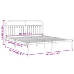 vidaXL Cadre de lit métal sans matelas et tête de lit blanc 183x203 cm