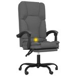 vidaXL Fauteuil de massage inclinable de bureau Gris foncé Tissu