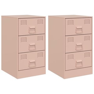 vidaXL Tables de chevet 2 Pièces rose 34 5x39x62 cm acier