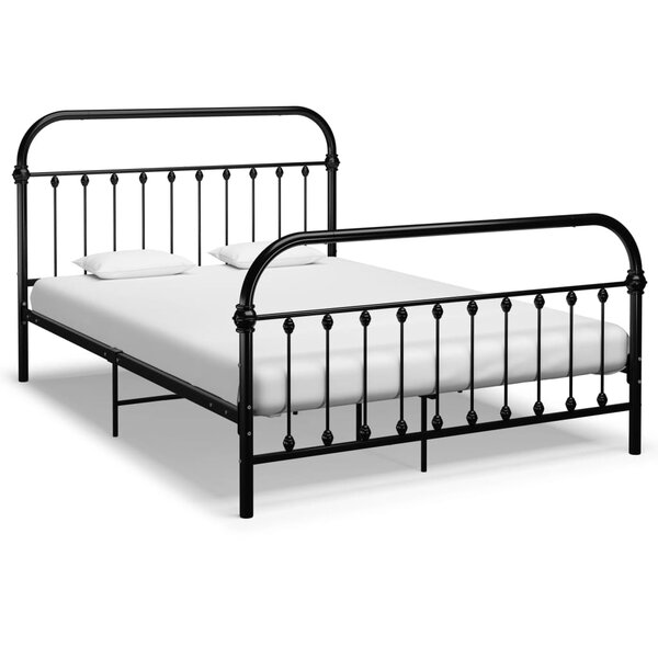 vidaXL Cadre de lit sans matelas et tête de lit noir 140x200 cm métal