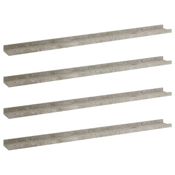 vidaXL Étagères murales 4 Pièces Gris béton 100x9x3 cm