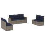 vidaXL Salon de jardin 7 Pièces avec coussins gris résine tressée