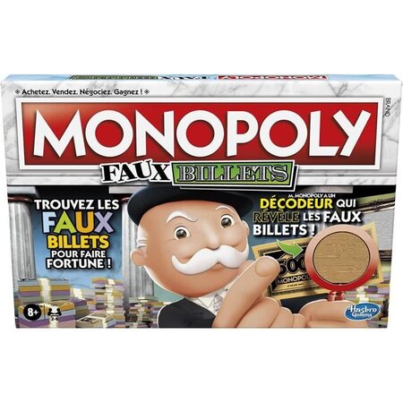 Monopoly - faux billets - jeu de plateau pour la famille et les enfants - a partir de 8 ans - inclut décodeur de m. Monopoly -