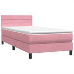 vidaXL Sommier à lattes de lit avec matelas et LED rose 100x220 cm velours