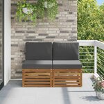 vidaXL 2 Pièce Sofa de milieu extérieur Bois d'Acacia Massif Naturel
