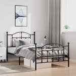 vidaXL Cadre de lit métal sans matelas avec pied de lit noir 100x190cm