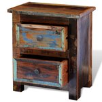vidaXL Table de chevet avec 2 tiroirs Bois massif recyclé
