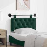 vidaXL Tête de lit suspendue Avec lumière LED Vert foncé Velours
