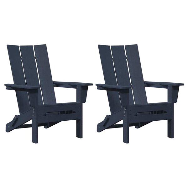 vidaXL Chaise de jardin 2 pc Bleu marine Polyéthylène
