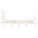 vidaXL Cadre de lit avec tête de lit blanc King Size bois massif