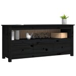 vidaXL Meuble TV Noir 114x35x52 cm Bois de pin massif