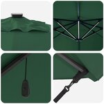 vidaXL Parasol déporté Roma avec LEDs Vert 352x251x265 cm en aluminium