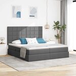 vidaXL Lit de rangement LED avec matelas Gris foncé 180 x 200 cm Tissu
