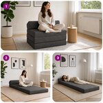 vidaXL Canapé-lit pliable Gris foncé 200 x 70 x 10 cm Tissu