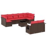 vidaXL Salon de jardin 10 Pièces avec coussins marron résine tressée
