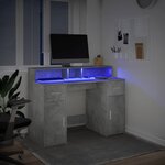 vidaXL Bureau et lumières LED gris béton 120x55x91cm bois d'ingénierie