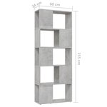 vidaXL Bibliothèque/Séparateur de pièce Gris béton 60x24x155 cm