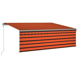 vidaXL Auvent automatique store capteur de vent LED 4x3m Orange marron