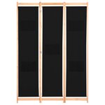 vidaXL Cloison de séparation 3 panneaux Noir 120x170x4 cm Tissu