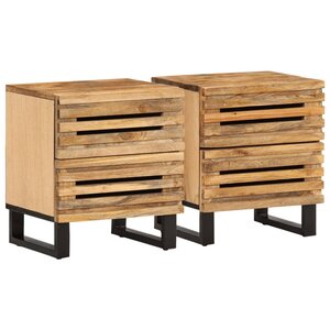 vidaXL Tables de chevet 2 Pièces 40x34x46 cm bois massif de manguier brut